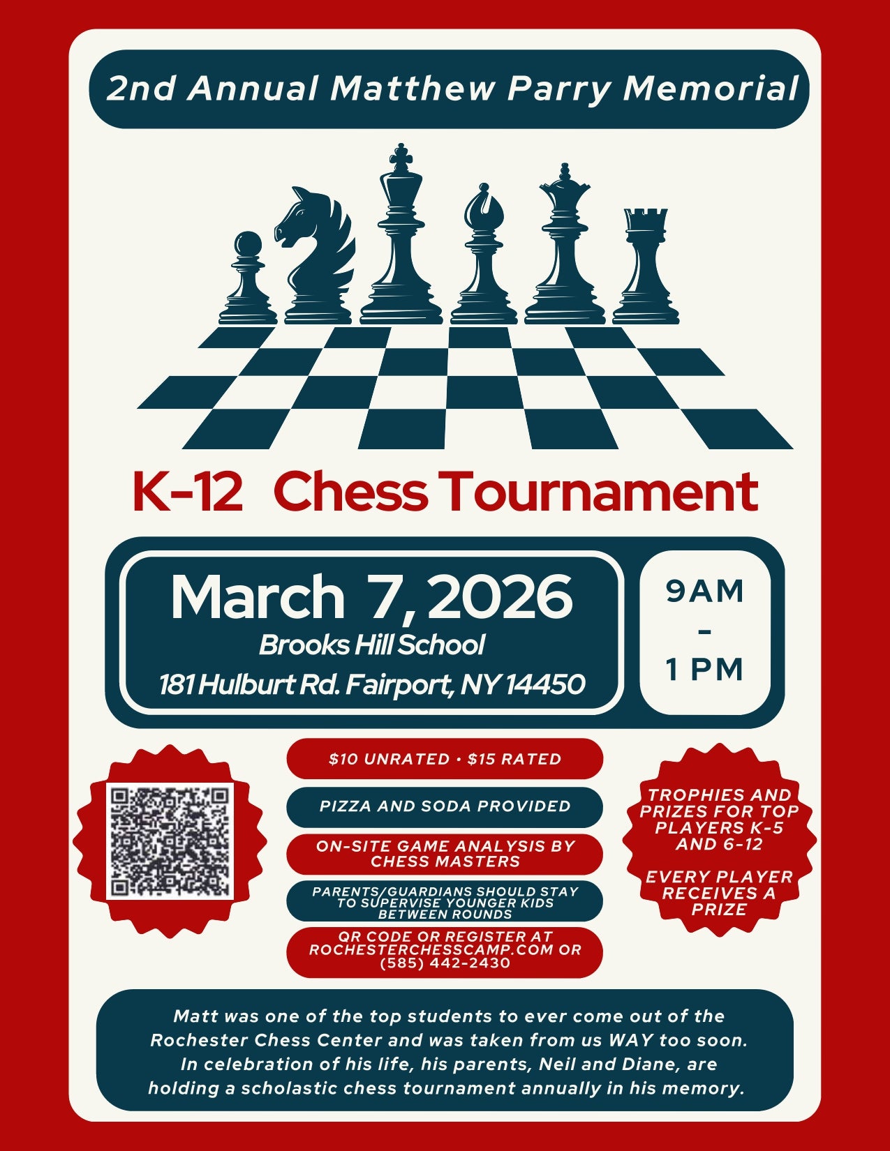 2nd Annual Matt Parry Memorial K-12 Chess Tournament